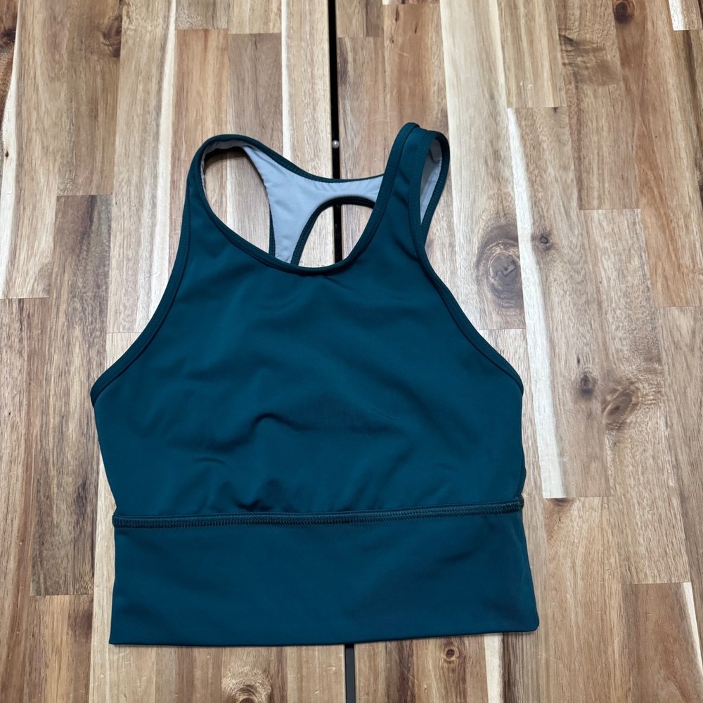 Jolyn Rae High Neck Racerback Athletic Swim Top Teal Green Womens XS UPF 50+
